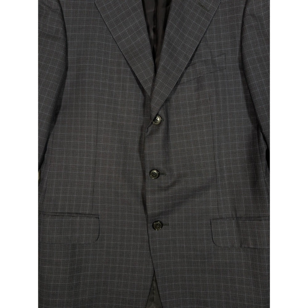 Ermenegildo Zegna Wool Blazer Men's 38R Saks Fifth Avenue Check Navy Jacket - Picture 6 of 16